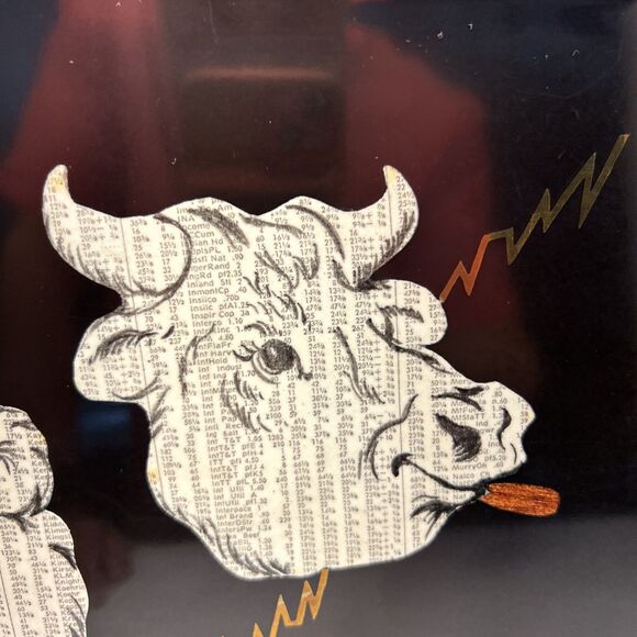 VTG Couroc Monterey California Bull Bear Tray 18 X 12.5” Black Lacquer MCM - Picture 3 of 10